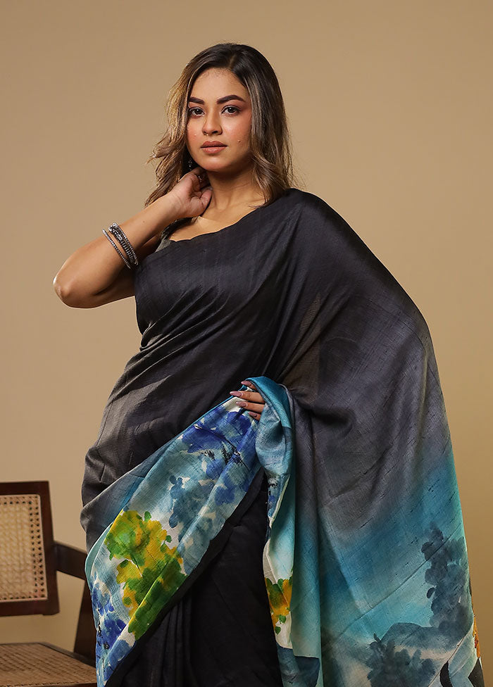 Multicolor Printed Pure Silk Saree Without Blouse Piece