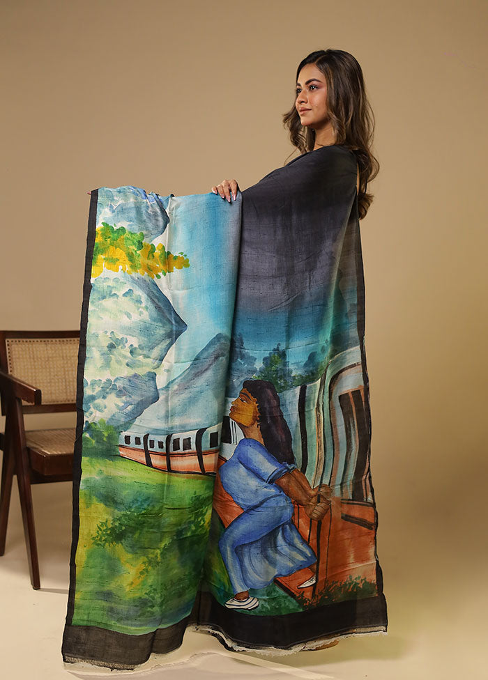 Multicolor Printed Pure Silk Saree Without Blouse Piece