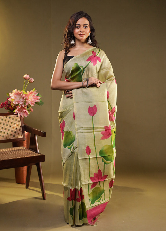 Multicolor Printed Pure Silk Saree Without Blouse Piece