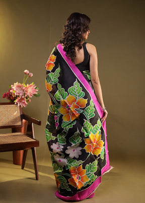 Multicolor Printed Pure Silk Saree Without Blouse Piece