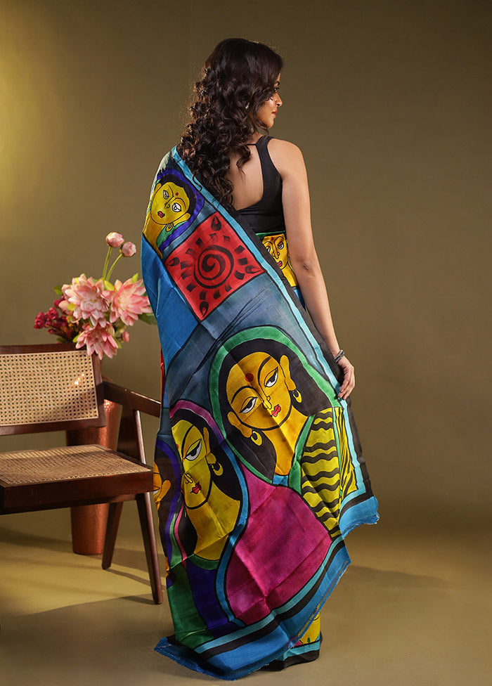 Multicolor Printed Pure Silk Saree Without Blouse Piece