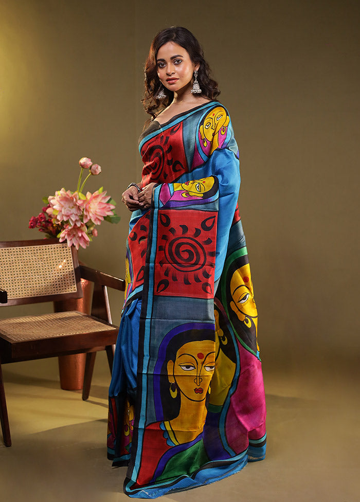 Multicolor Printed Pure Silk Saree Without Blouse Piece