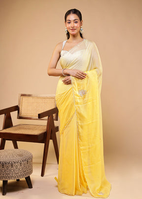 Yellow Georgette Saree With Blouse Piece