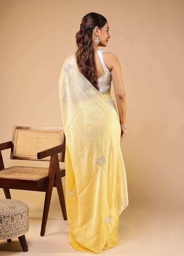 Yellow Georgette Saree With Blouse Piece