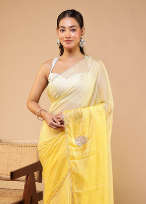 Yellow Georgette Saree With Blouse Piece