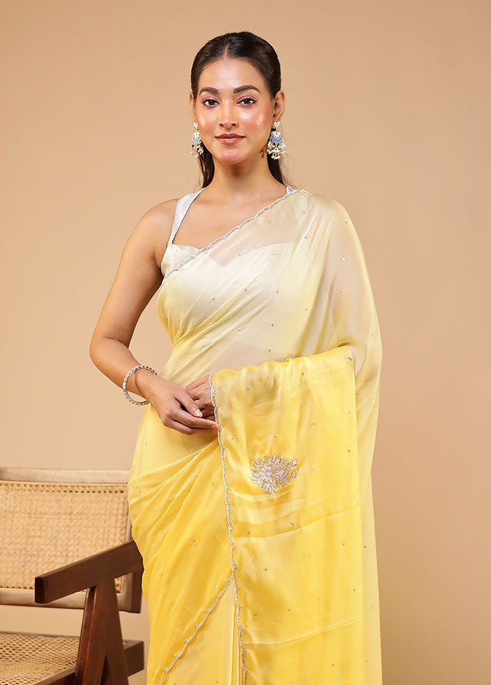 Yellow Georgette Saree With Blouse Piece