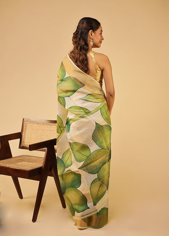 Multicolor Handloom Tussar Pure Silk Saree With Blouse Piece
