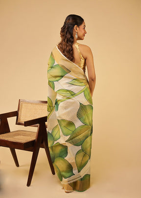 Multicolor Handloom Tussar Pure Silk Saree With Blouse Piece