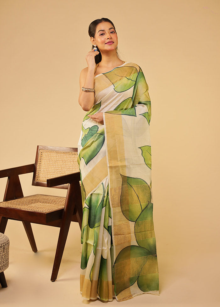 Multicolor Handloom Tussar Pure Silk Saree With Blouse Piece