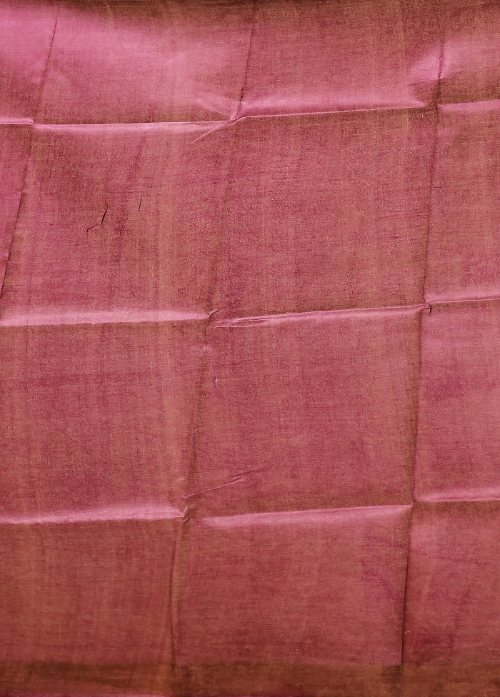 Cream Tussar Silk Saree With Blouse Piece