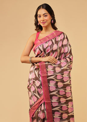 Maroon Tussar Silk Saree With Blouse Piece