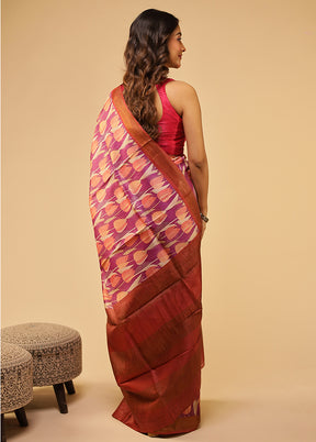 Purple Tussar Silk Saree With Blouse Piece
