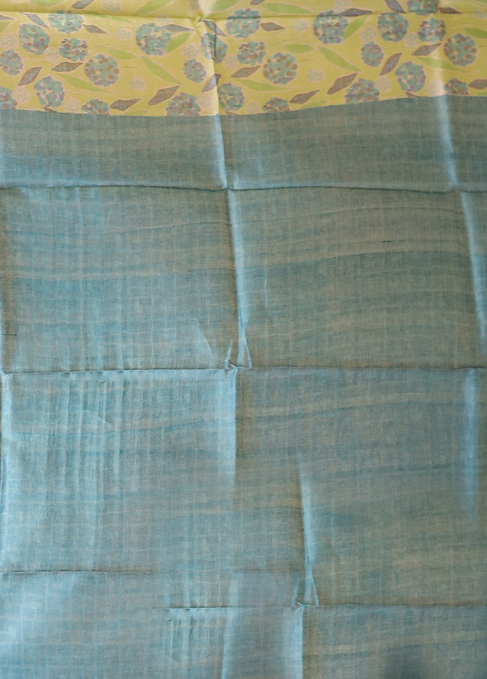 Green Tussar Silk Saree With Blouse Piece
