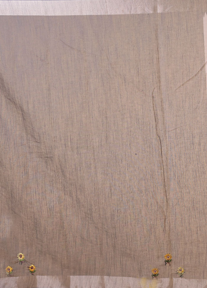 Blue Linen Silk Saree With Blouse Piece