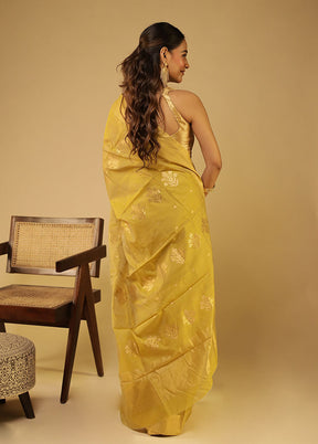 Green Chanderi Silk Saree With Blouse Piece