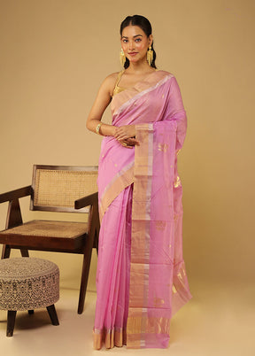 Purple Chanderi Silk Saree With Blouse Piece