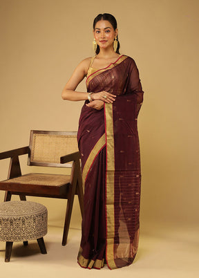 Purple Chanderi Silk Saree With Blouse Piece