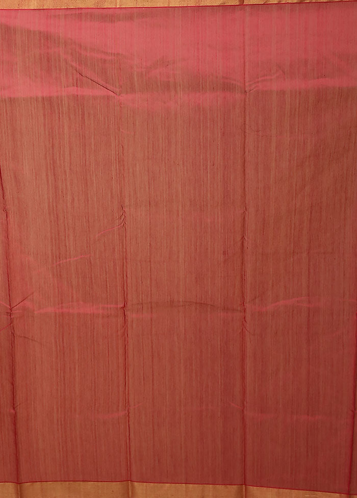 Pink Chanderi Silk Saree With Blouse Piece