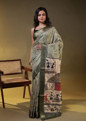 Multicolor Tussar Silk Saree With Blouse Piece