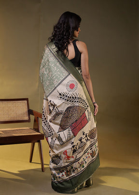 Multicolor Tussar Silk Saree With Blouse Piece