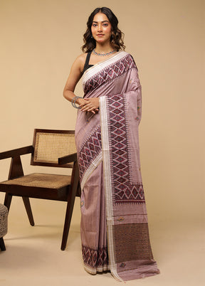 Purple Tussar Silk Saree With Blouse Piece