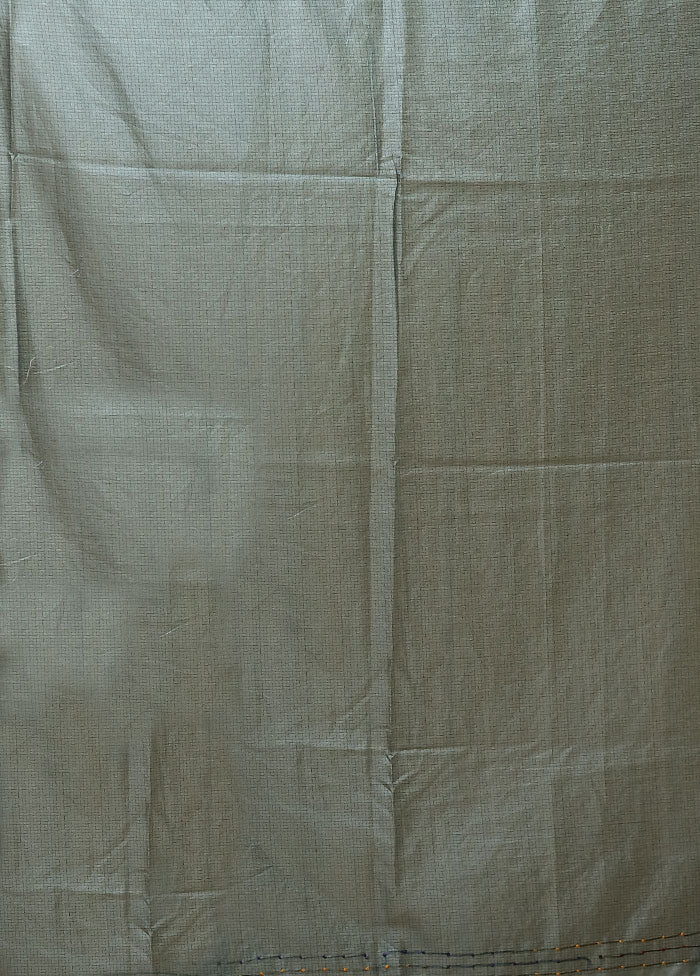 Cream Tussar Silk Saree With Blouse Piece