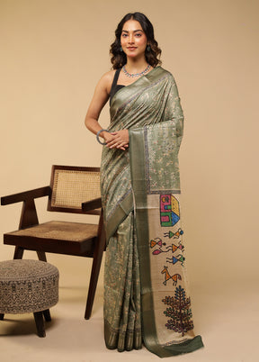 Cream Tussar Silk Saree With Blouse Piece