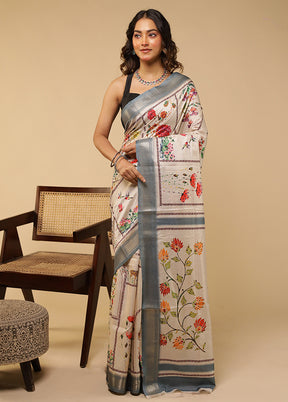 Multicolor Tussar Silk Saree With Blouse Piece
