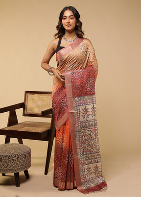 Cream Tussar Silk Saree With Blouse Piece