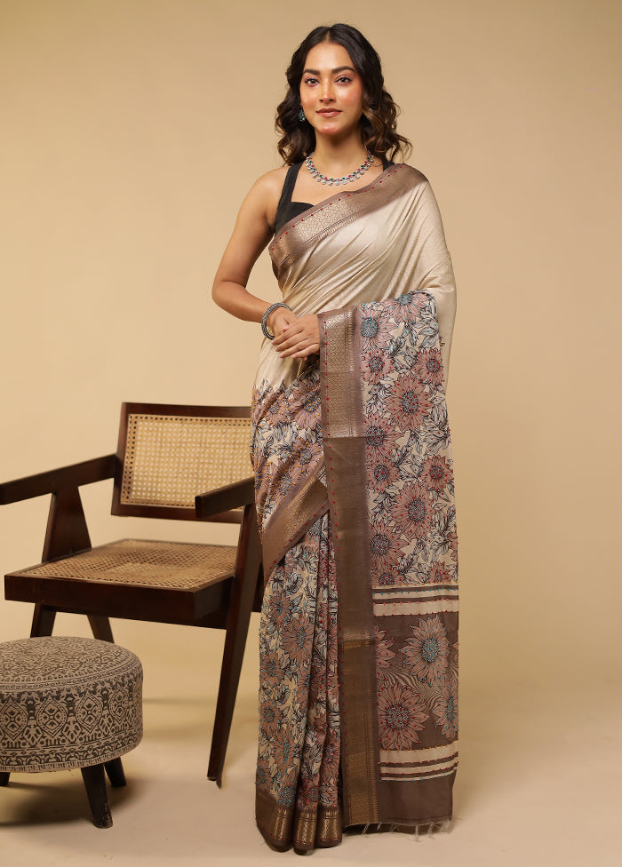 Multicolor Tussar Silk Saree With Blouse Piece