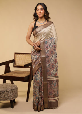 Multicolor Tussar Silk Saree With Blouse Piece