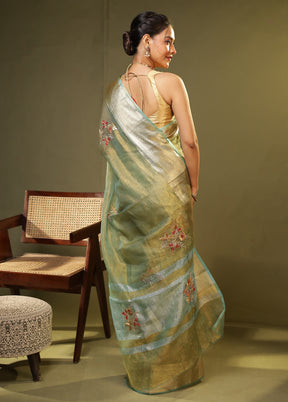 Gold Georgette Saree With Blouse Piece