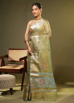 Gold Georgette Saree With Blouse Piece