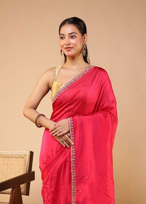 Pink Georgette Saree With Blouse Piece