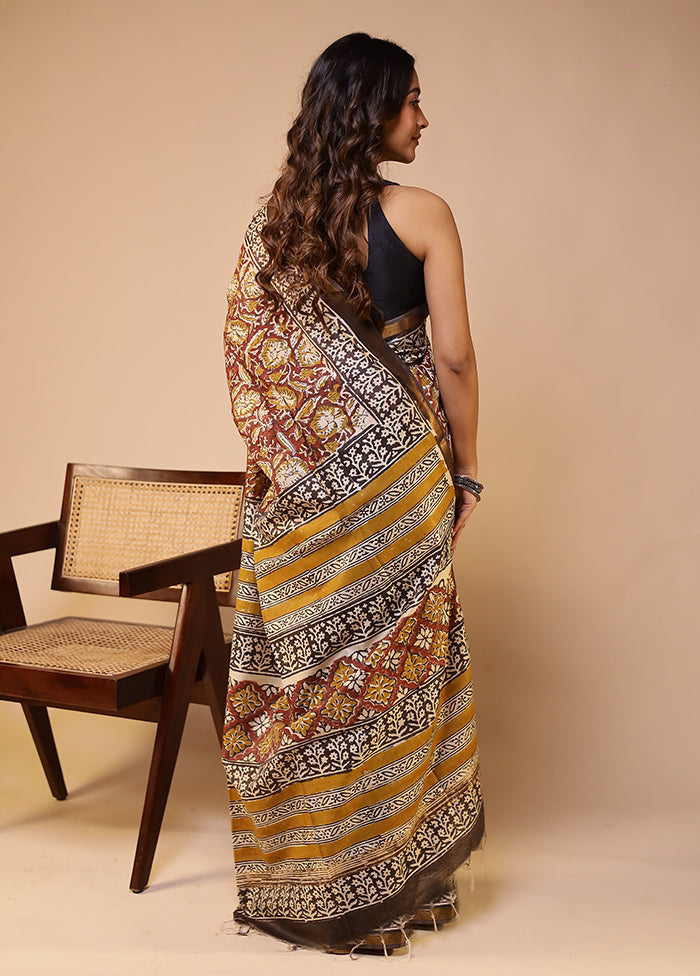 Maroon Chanderi Cotton Saree With Blouse Piece