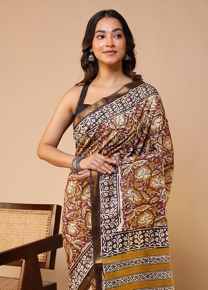 Maroon Chanderi Cotton Saree With Blouse Piece
