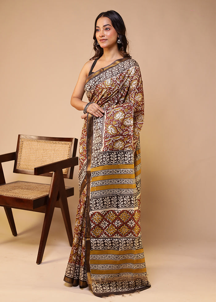 Maroon Chanderi Cotton Saree With Blouse Piece