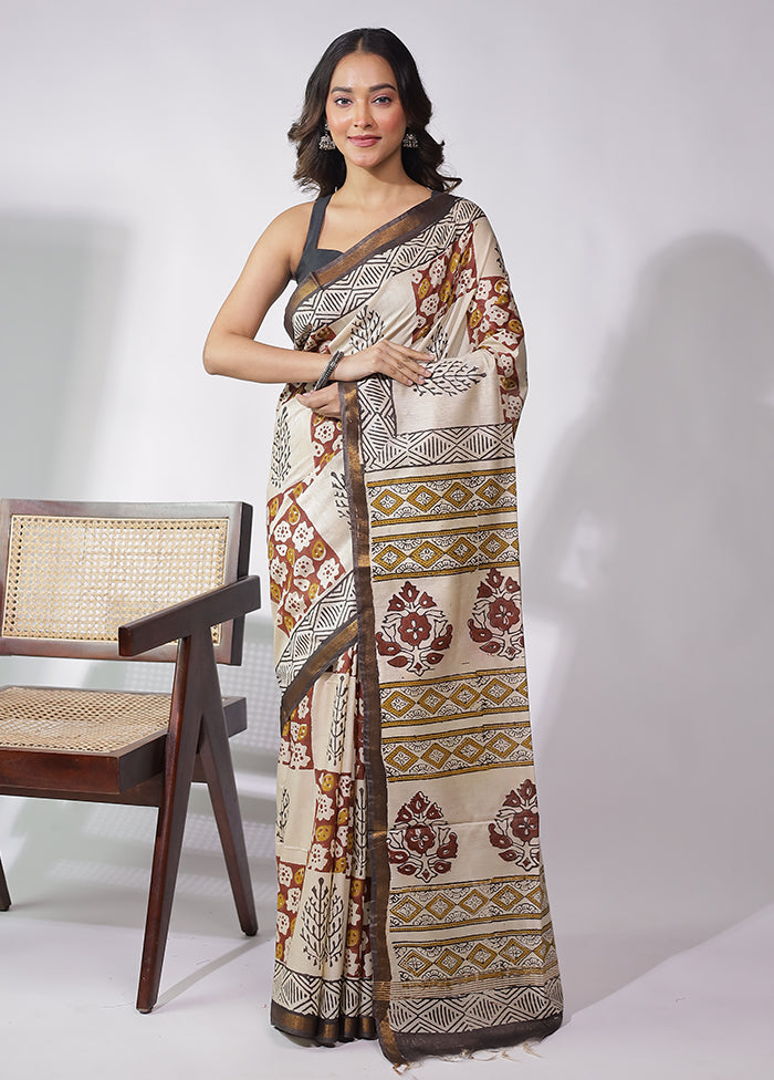 Maroon Chanderi Cotton Saree With Blouse Piece