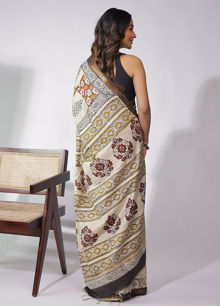 Maroon Chanderi Cotton Saree With Blouse Piece
