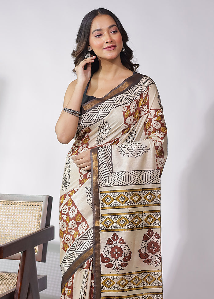 Maroon Chanderi Cotton Saree With Blouse Piece
