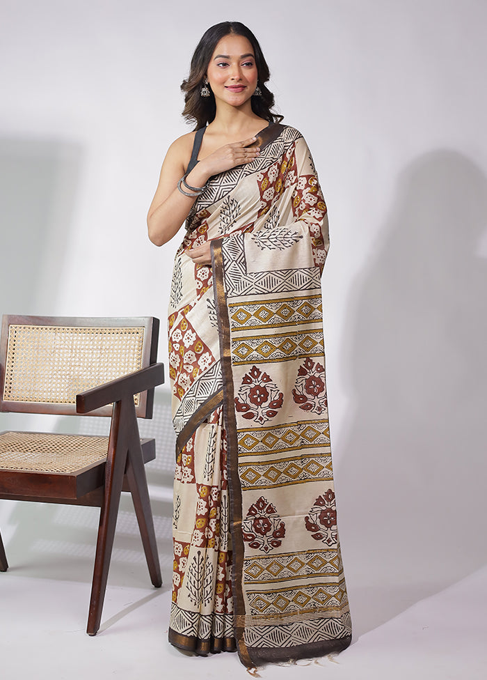 Maroon Chanderi Cotton Saree With Blouse Piece