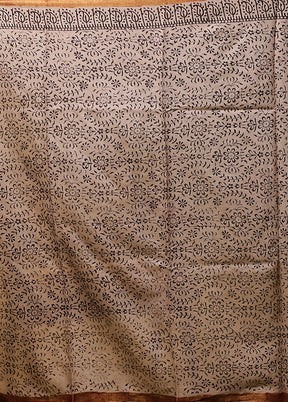 Cream Chanderi Cotton Saree With Blouse Piece