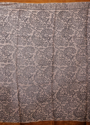 Black Chanderi Cotton Saree With Blouse Piece