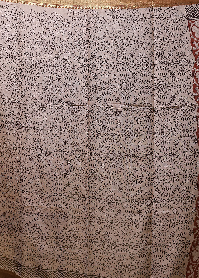Maroon Chanderi Cotton Saree With Blouse Piece