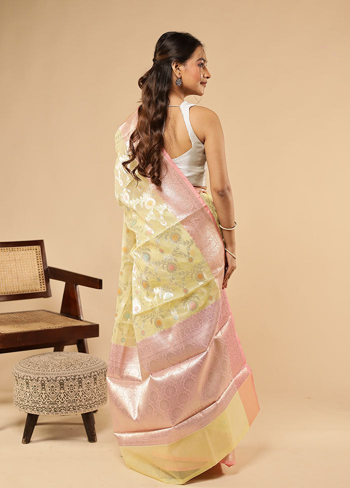 Yellow Cotton Saree With Blouse Piece