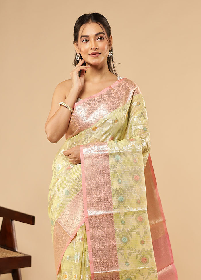 Yellow Cotton Saree With Blouse Piece