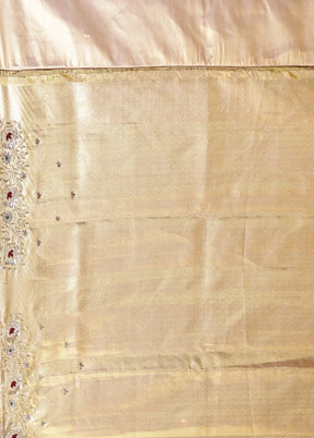 Gold Handloom Kanchipuram Pure Silk Saree With Blouse Piece