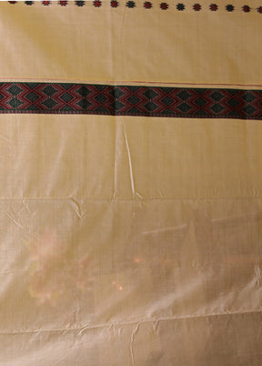 Cream Assam Silk Saree With Blouse Piece
