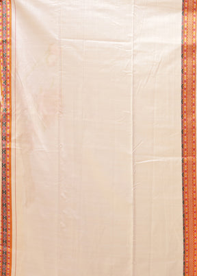 Cream Assam Silk Saree With Blouse Piece