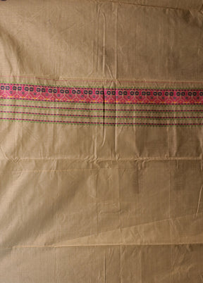 Cream Assam Silk Saree With Blouse Piece